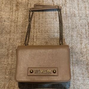 Love Moschino Brown Shoulder Bag with Gold Accents